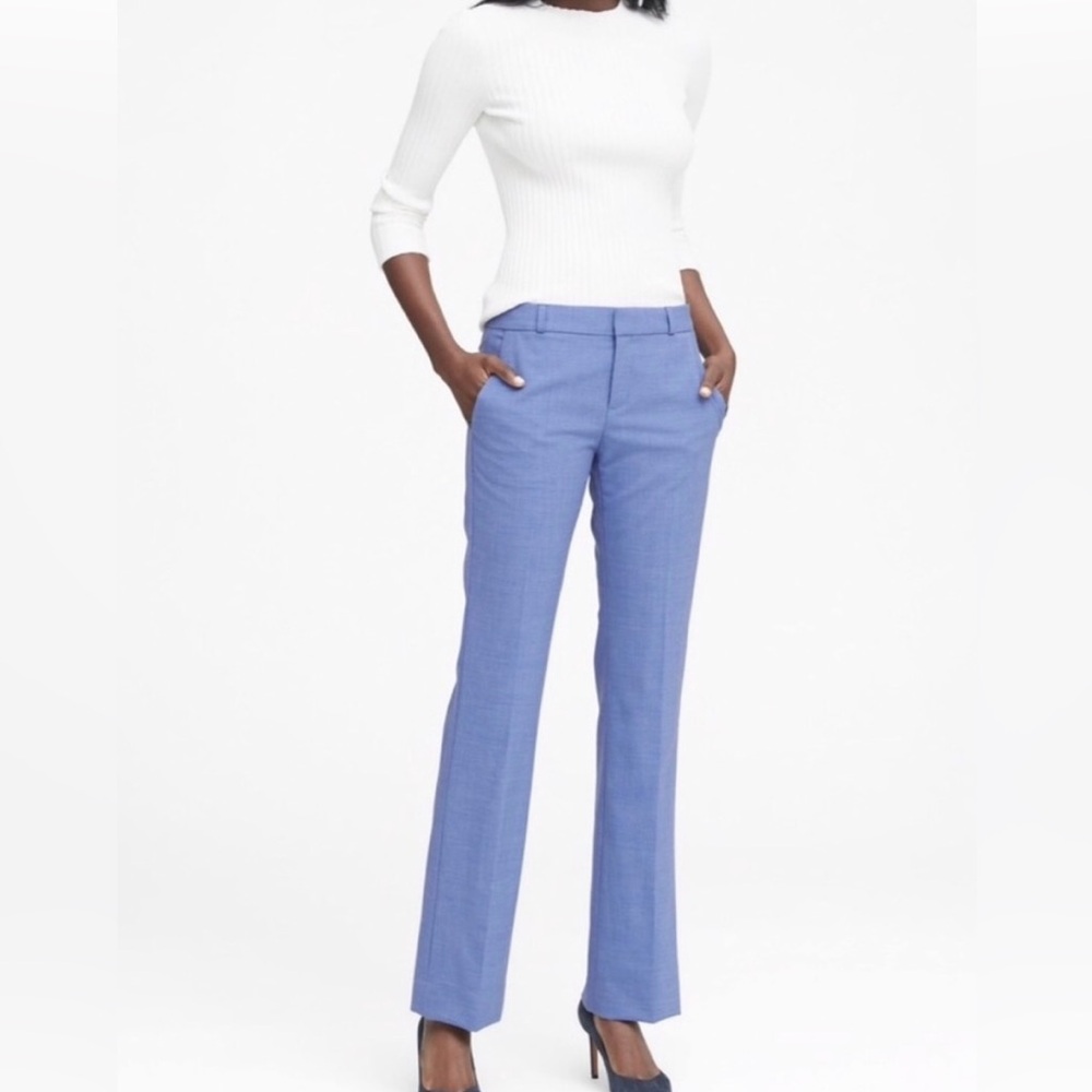 Banana Republic Mid Rise Trouser Logan Size 10 NWT Blue Straight Leg Work Wear